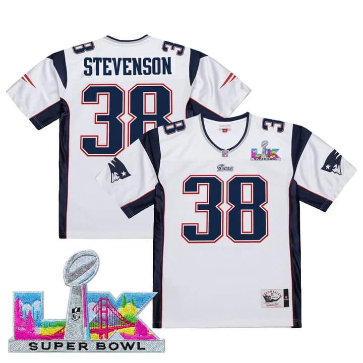 Men's New England Patriots Super Bowl LX Throwback Jersey - All Stitched Rhamondre Stevenson