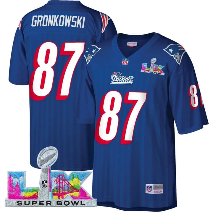 Men's New England Patriots Super Bowl LX Throwback Jersey - All Stitched Rob Gronkowski    87