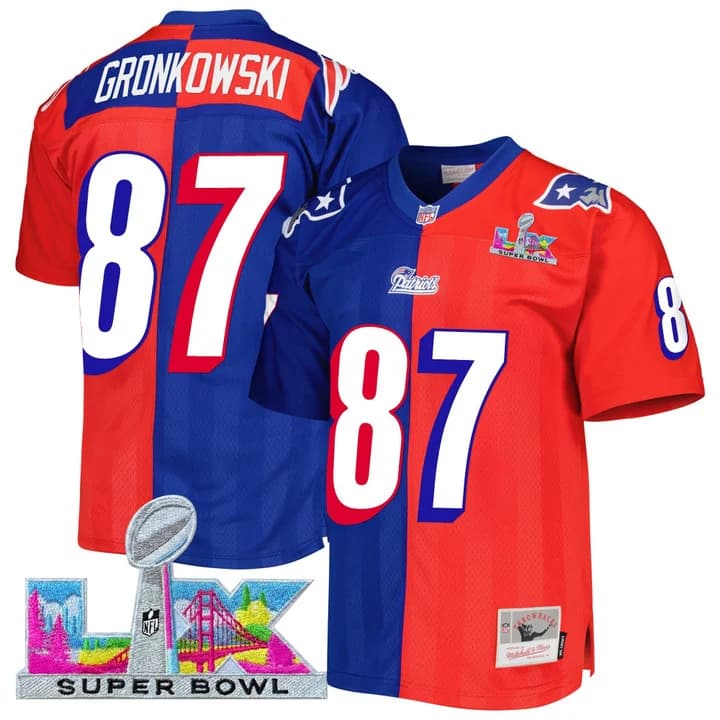 Men's New England Patriots Super Bowl LX Throwback Jersey - All Stitched Rob Gronkowski  #87