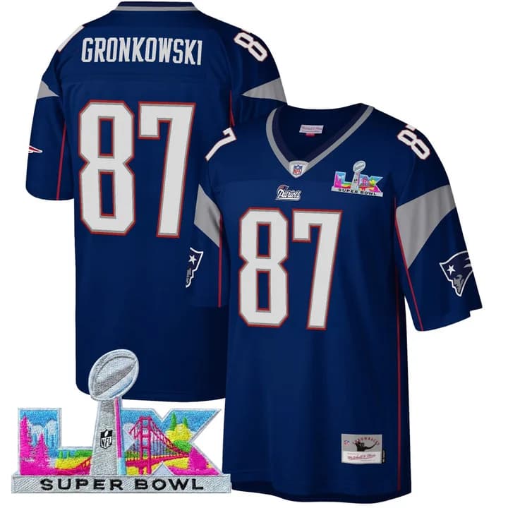 Men's New England Patriots Super Bowl LX Throwback Jersey - All Stitched Rob Gronkowski #87