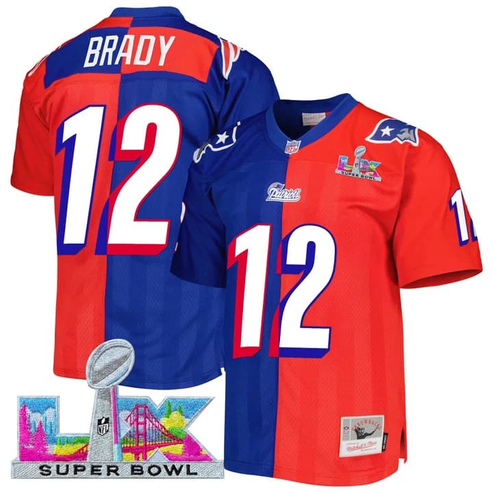 Men's New England Patriots Super Bowl LX Throwback Jersey - All Stitched Tom Brady   #12
