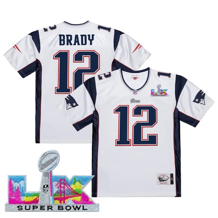 Men's New England Patriots Super Bowl LX Throwback Jersey - All Stitched Tom Brady