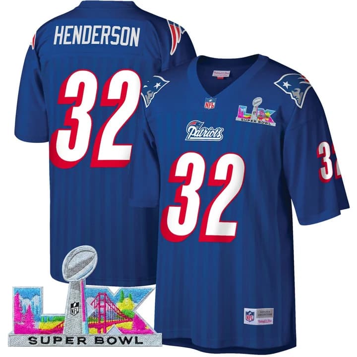 Men's New England Patriots Super Bowl LX Throwback Jersey - All Stitched TreVeyon Henderson    32