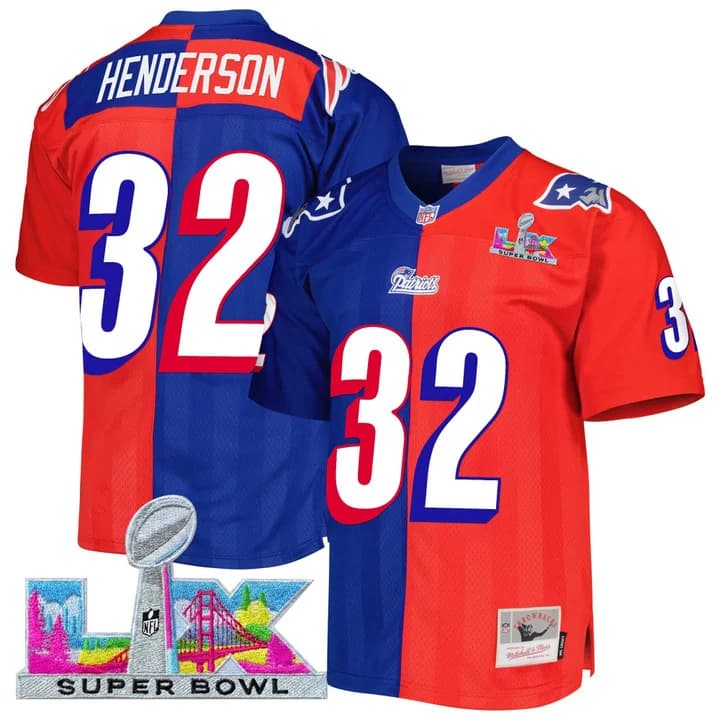 Men's New England Patriots Super Bowl LX Throwback Jersey - All Stitched TreVeyon Henderson  #32