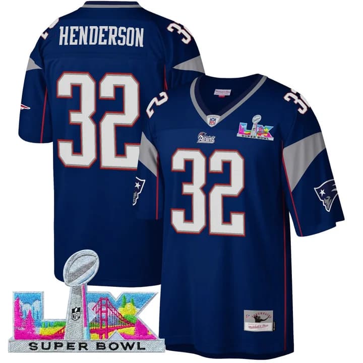 Men's New England Patriots Super Bowl LX Throwback Jersey - All Stitched TreVeyon Henderson #32