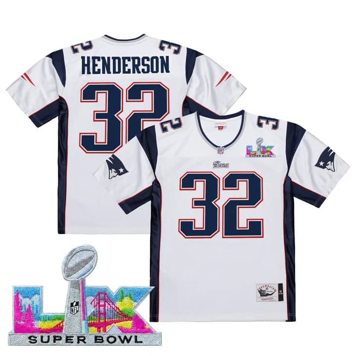 Men's New England Patriots Super Bowl LX Throwback Jersey - All Stitched TreVeyon Henderson