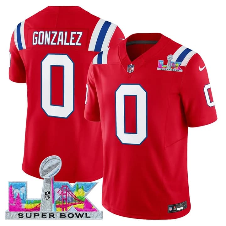 Men's New England Patriots Super Bowl LX Vapor Limited Jersey - All Stitched Christian Gonzalez     0