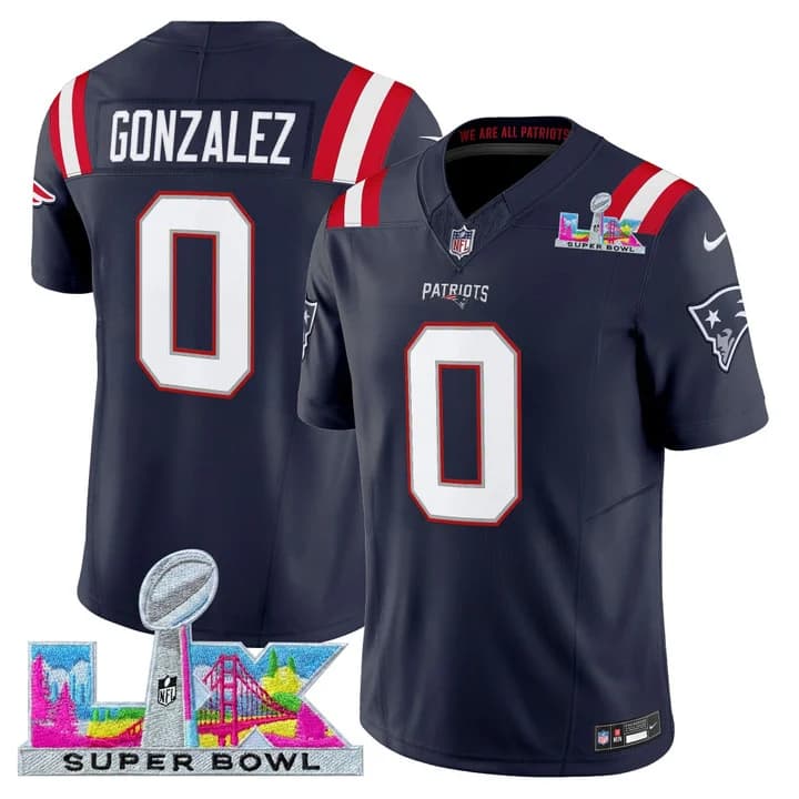 Men's New England Patriots Super Bowl LX Vapor Limited Jersey - All Stitched Christian Gonzalez   0
