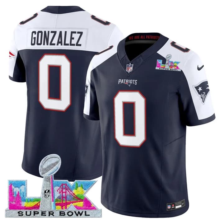 Men's New England Patriots Super Bowl LX Vapor Limited Jersey - All Stitched Christian Gonzalez #38