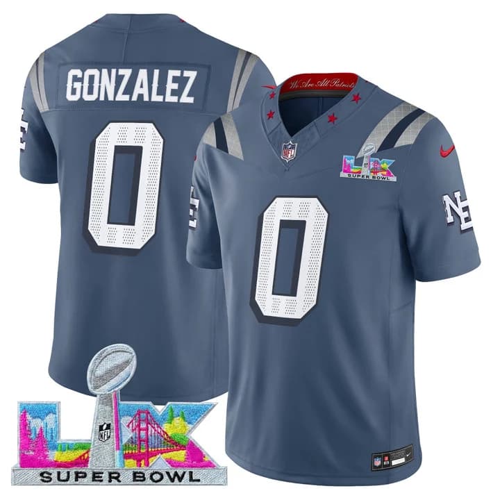 Men's New England Patriots Super Bowl LX Vapor Limited Jersey - All Stitched Christian Gonzalez0