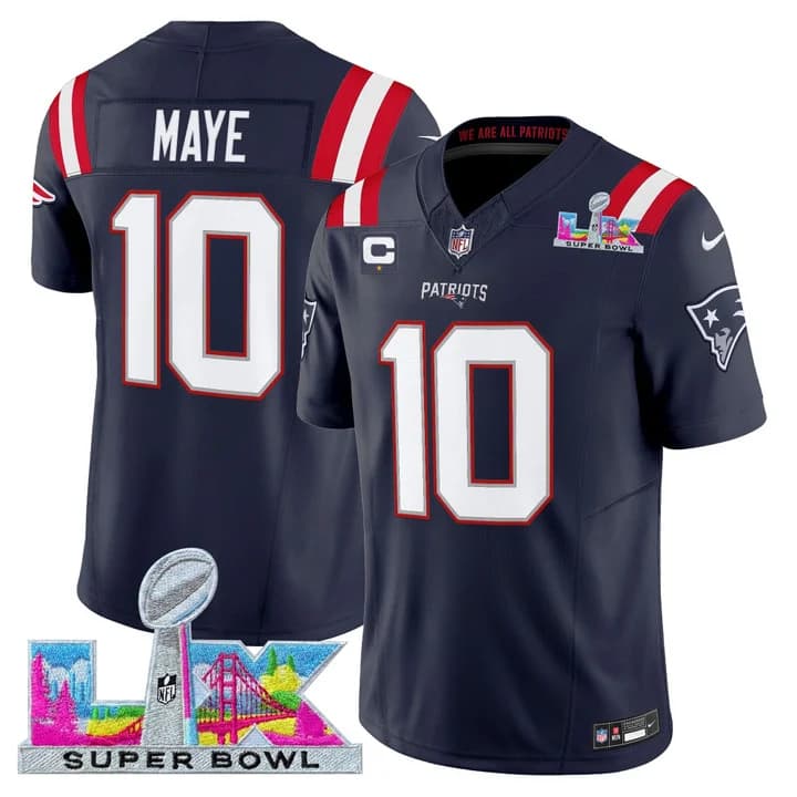 Men's New England Patriots Super Bowl LX Vapor Limited Jersey - All Stitched Drake Maye  10