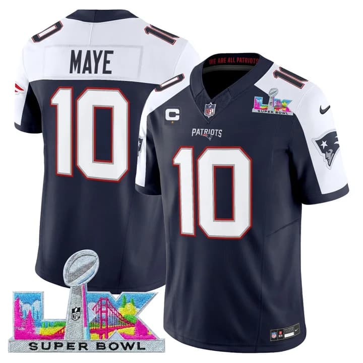 Men's New England Patriots Super Bowl LX Vapor Limited Jersey - All Stitched Drake Maye #10