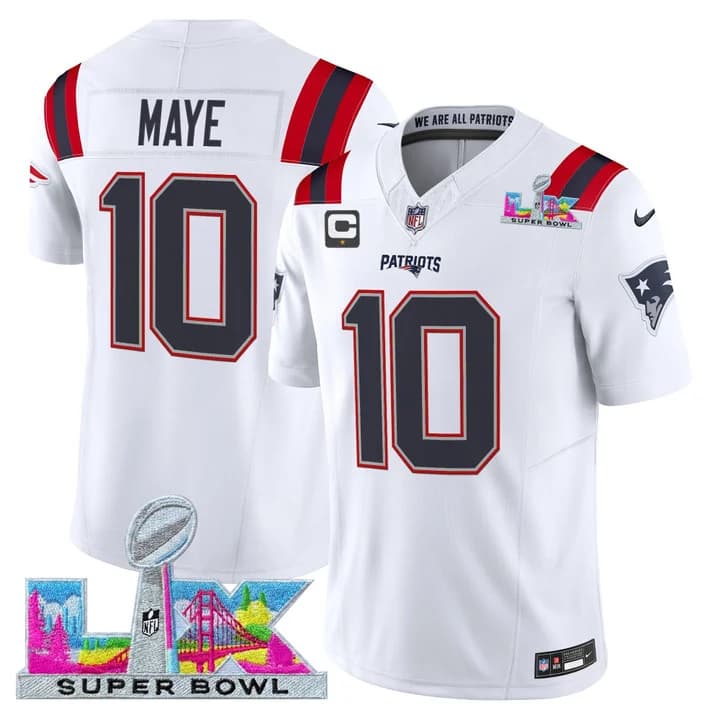 Men's New England Patriots Super Bowl LX Vapor Limited Jersey - All Stitched Drake Maye#10
