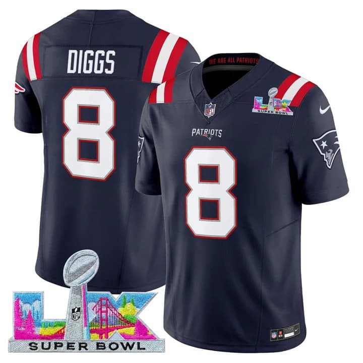 Men's New England Patriots Super Bowl LX Vapor Limited Jersey - All Stitched Stefon Diggs   8