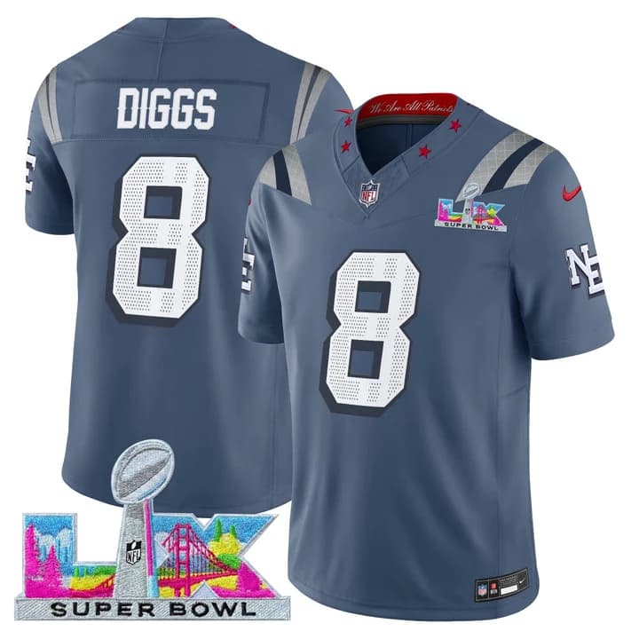 Men's New England Patriots Super Bowl LX Vapor Limited Jersey - All Stitched Stefon Diggs 8