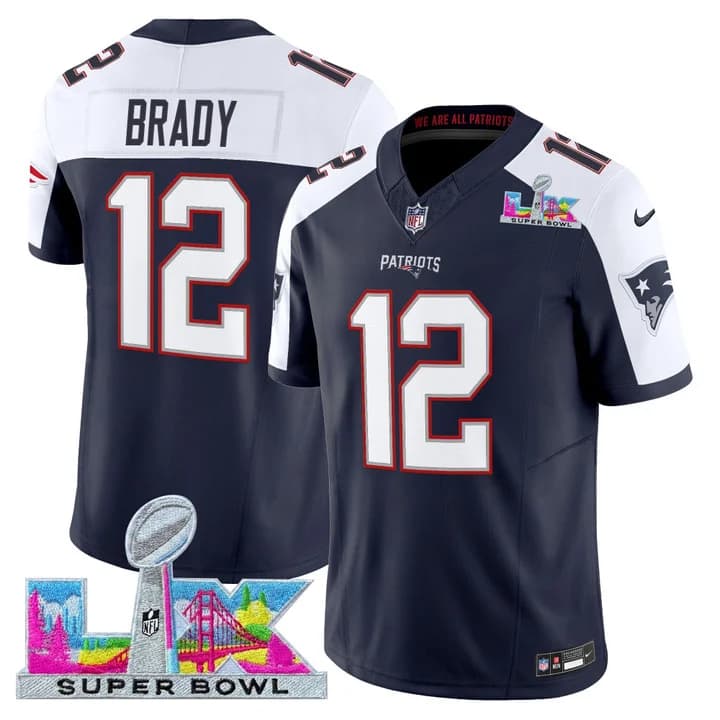 Men's New England Patriots Super Bowl LX Vapor Limited Jersey - All Stitched Tom Brady      12