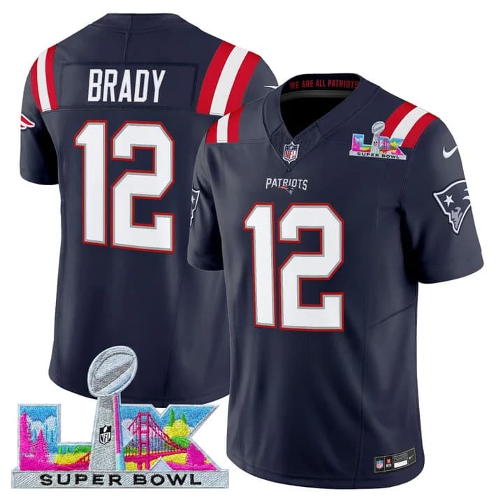 Men's New England Patriots Super Bowl LX Vapor Limited Jersey - All Stitched Tom Brady    12