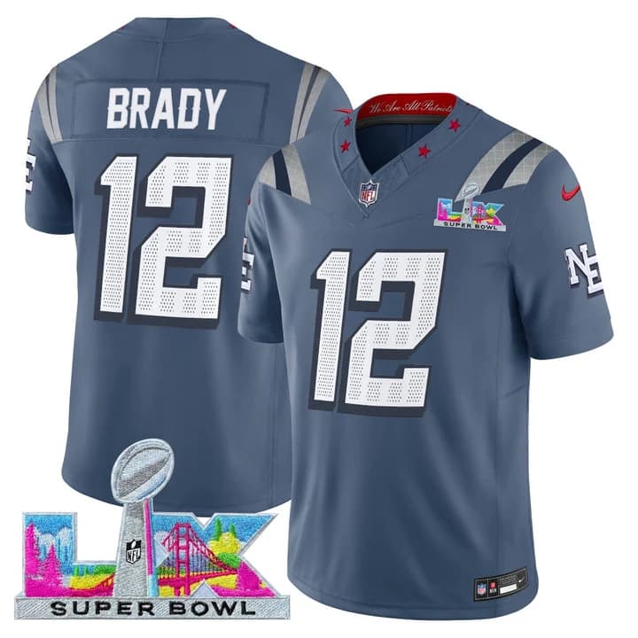 Men's New England Patriots Super Bowl LX Vapor Limited Jersey - All Stitched Tom Brady  12