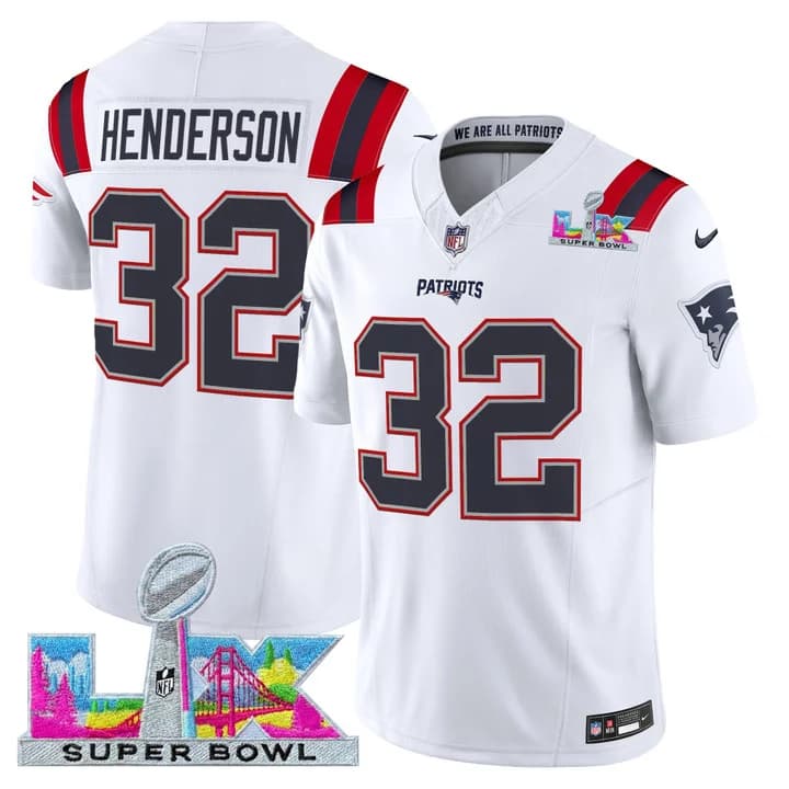 Men's New England Patriots Super Bowl LX Vapor Limited Jersey - All Stitched TreVeyon Henderson    32