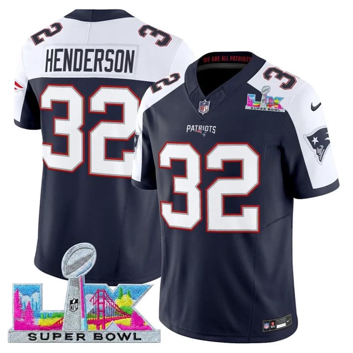 Men's New England Patriots Super Bowl LX Vapor Limited Jersey - All Stitched TreVeyon Henderson#32