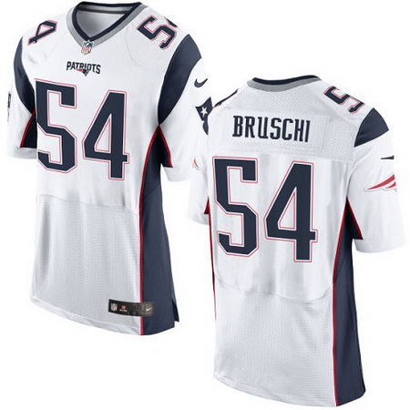 Men's New England Patriots Throwback Player #54 Tedy Bruschi Nike White Elite Jersey