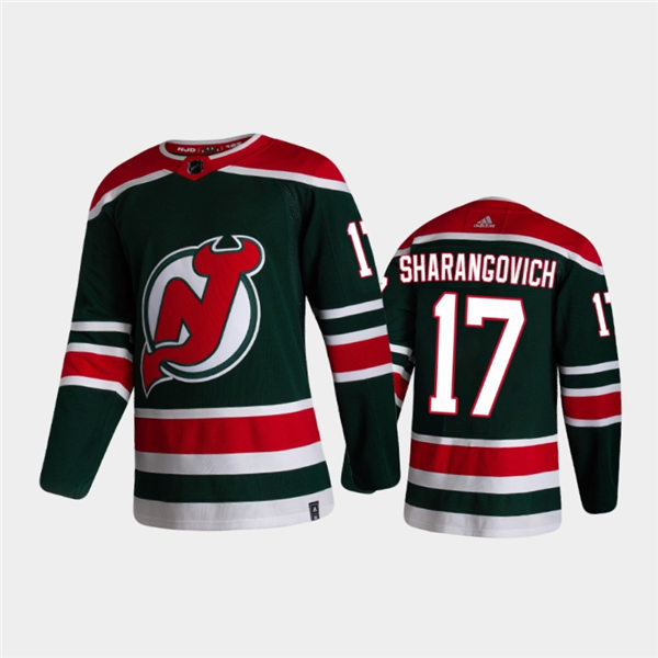 Men's New Jersey Devils #17 Yegor Sharangovich Green Adidas 2021 Reverse Retro Jersey Stitched