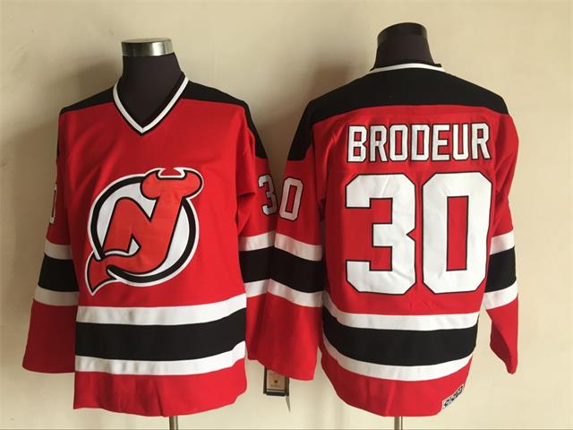 Men's New Jersey Devils #30 Martin Brodeur Red CCM Throwback Jersey Stitched