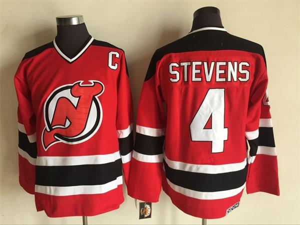 Men's New Jersey Devils #4 Scott Stevens Red CCM Throwback Jersey Stitched
