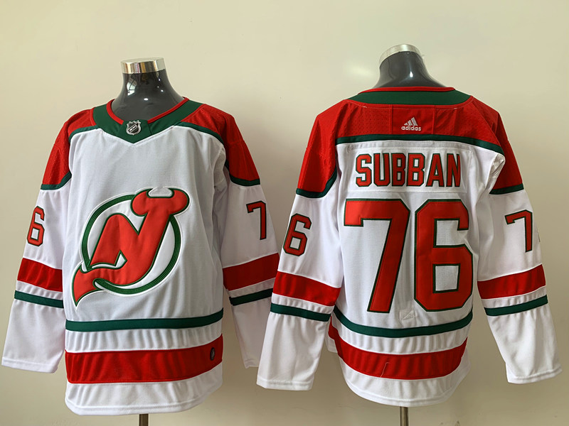 Men's New Jersey Devils #76 PK. Subban Adidas White Alternate Jersey Stitched