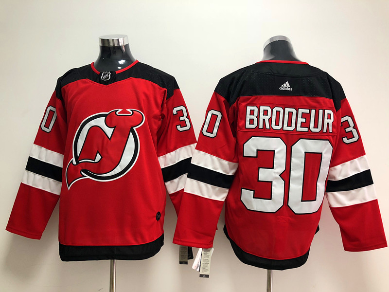 Men's New Jersey Devils Retired Player #30 Martin Brodeur Adidas Home Red Jersey Stitched