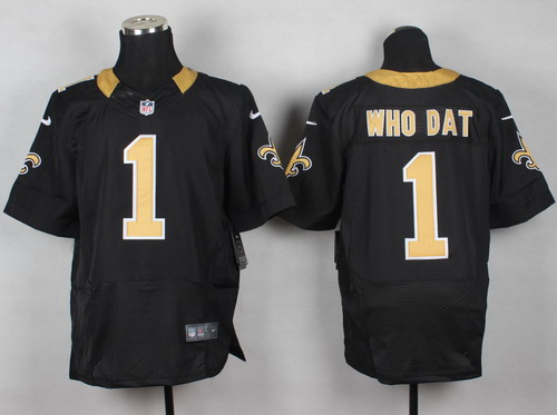 Men's New Orleans Saints #1 Who Dat Black Nik Elite Jersey