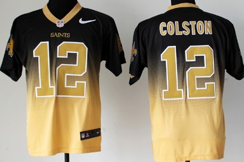 Men's New Orleans Saints #12 Marques Colston 2013 Nik Drift Fashion II Black Elite Jersey
