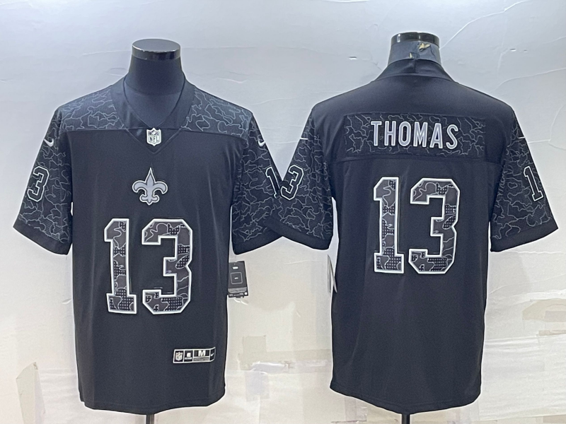 Men's New Orleans Saints #13 Michael Thomas Black Reflective Limited Stitched 