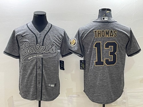 Men's New Orleans Saints #13 Michael Thomas Gray With Patch Cool Base 