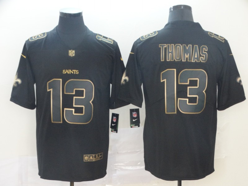 Men's New Orleans Saints #13 Michael Thomas Nike NFL Vapor Limited Black Golden Jersey