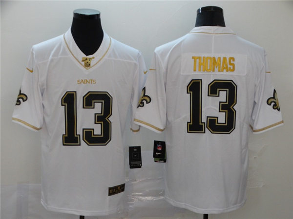 Men's New Orleans Saints #13 Michael Thomas White Gold Retro Football Jersey