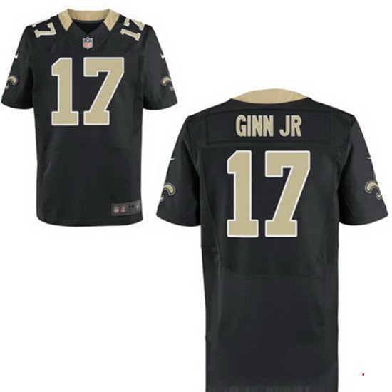 Men's New Orleans Saints #17 Ted Ginn Jr Black Team Color Nike Elite Jersey
