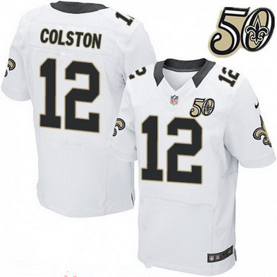 Men's New Orleans Saints #18 Garrett Grayson Black 50th Season Patch Stitched NFL Nike Elite Jersey