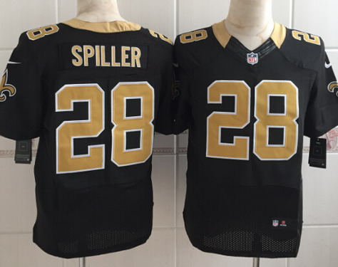 Men's New Orleans Saints #28 C.J. Spiller Nike Black Elite Jersey