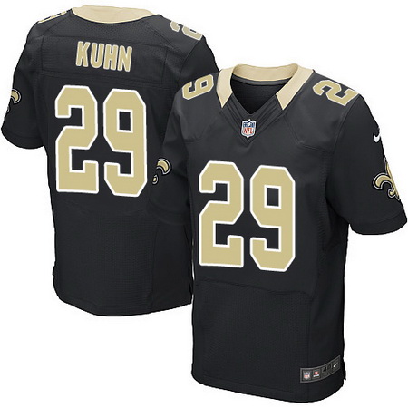 Men's New Orleans Saints #29 John Kuhn Black Team Color Nike Elite Jersey