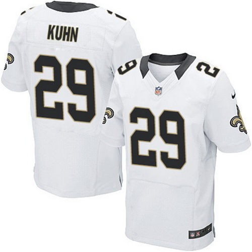 Men's New Orleans Saints #29 John Kuhn White Road Nike Elite Jersey