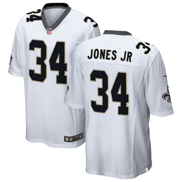Men's New Orleans Saints #34 Tony Jones Jr. Nike White Away Vapor Limited Jersey