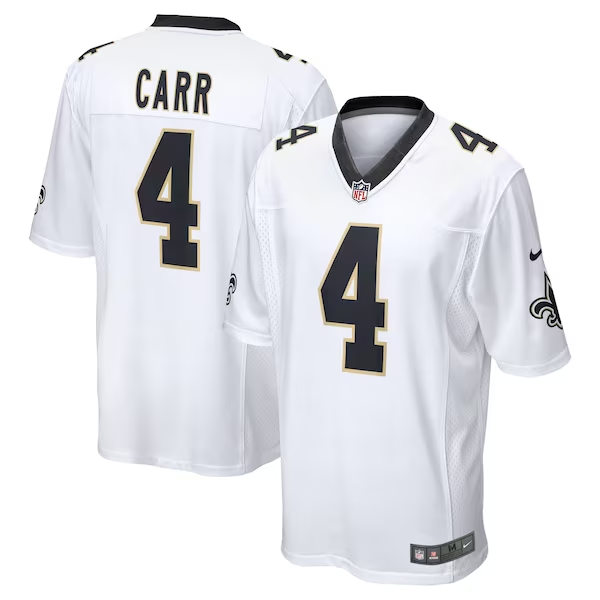 Men's New Orleans Saints #4 Derek Carr Nike White Vapor Untouchable Limited Jersey