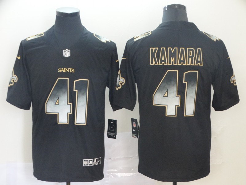 Men's New Orleans Saints #41 Alvin Kamara NFL TEAMS Black Smoke Fashion Limited Jersey