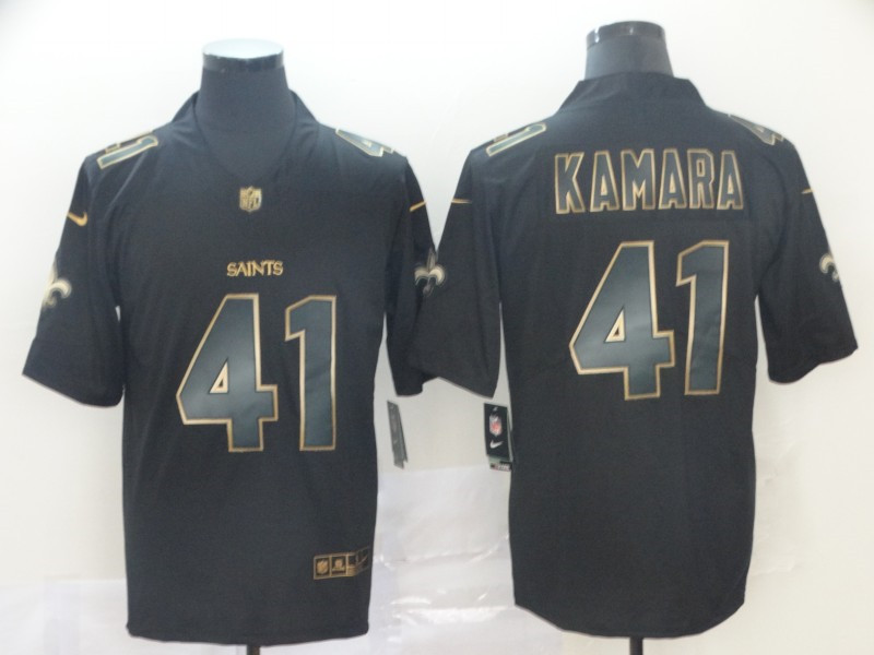 Men's New Orleans Saints #41 Alvin Kamara Nike NFL Vapor Limited Black Golden Jersey