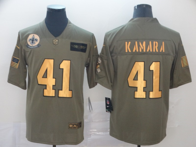 Men's New Orleans Saints #41 Alvin Kamara Nike Olive Gold 2019 Salute to Service Limited Jersey