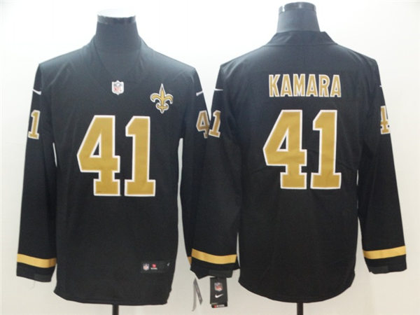Men's New Orleans Saints #41 Alvin Kamara Teams Nike Therma Long Sleeve Jersey