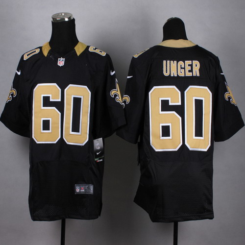 Men's New Orleans Saints #60 Max Unger Black Nike Elite Jersey