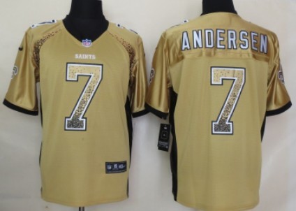 Men's New Orleans Saints #7 Morten Andersen 2013 Nike Drift Fashion Gold Elite Jersey