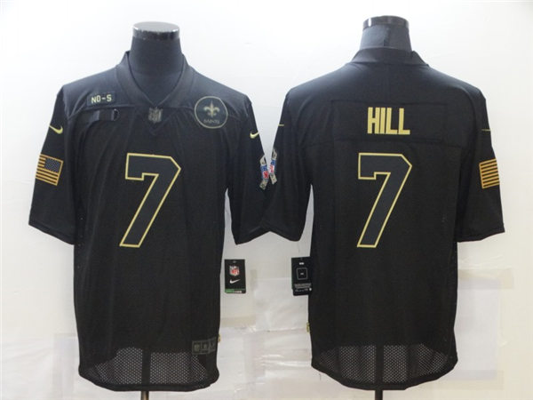 Men's New Orleans Saints #7 Taysom Hill Nike Black 2020 Salute To Service Limited Jersey